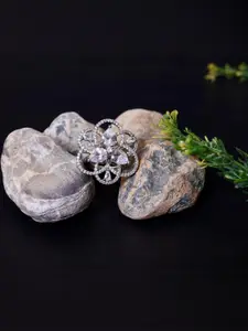 FASHION EMPIRE Silver-Toned Stone-Studded Ring