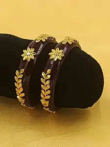 JILL FASHION Set Of 2 Gold-Plated Shakha PolaBangles