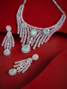 Kushal's Fashion Jewellery Mint Rhodium-Plated Party Zircon Necklace