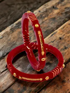 JILL FASHION Set Of 2 Gold-Plated Shakha PolaBangles