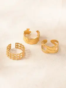 Niska Set Of 3 Gold-Plated Adjustable Finger Ring
