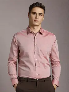 Louis Philippe Men Textured Spread Collar Slim Fit Formal Shirt