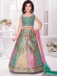 BAESD Girls Printed Tie and Dye Ready to Wear Lehenga & Blouse With Dupatta