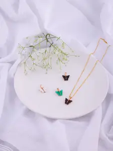 DressBerry Set Of 4 Gold-Plated Contemporary Western Pendants With Chains