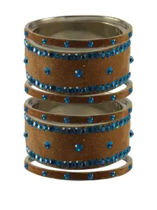 Vidhya Kangan Dark Brown Stone Stud Brass Bangle