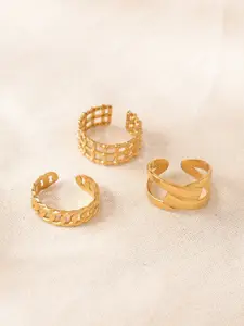 Niska Set Of 3 Gold-Plated Adjustable Finger Ring