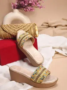 Froh Feet Women Embellished Wedge Heel Sandals
