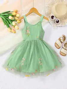 INCLUD Girls Floral Embroidered Fit & Flare Dress