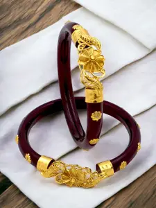 JILL FASHION Set Of 2 Gold-Plated Shakha PolaBangles