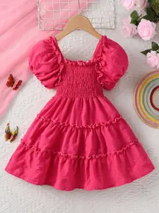 INCLUD Girls Solid Fit & Flare Midi Dress