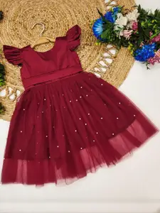 Shoryam Fashion Cape Sleeve Net A-Line Dress