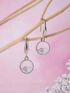 Jazz and Sizzle Rhodium-Plated Crystals Studded Circular Drop Earrings