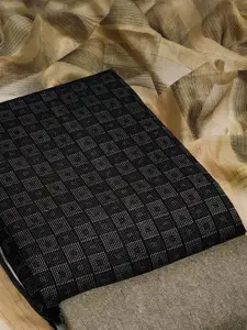 Peachmode  Black Woven Design Unstitched Dress Material