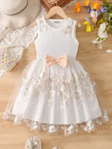 INCLUD Girls Embellished Embroidered Fit & Flare Knee Length Dress