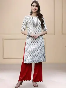Anouk Rustic Ethnic Motifs Printed Round Neck Straight Kurta