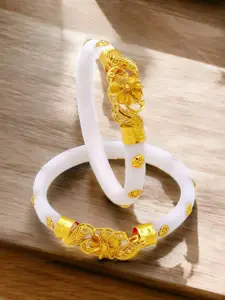 JILL FASHION Set Of 2 Gold-Plated Shakha PolaBangles