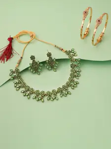 Anouk Gold-Plated Bangle & Necklace Set