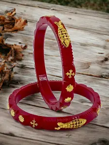 JILL FASHION Set Of 2 Gold-Plated Shakha PolaBangles