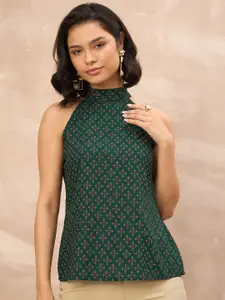 all about you Women Floral Print Jewel Neck Ethnic Top