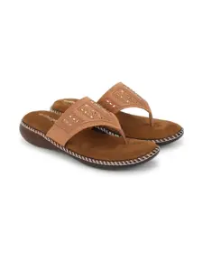 ORTHO JOY Women Brown Flip Flops