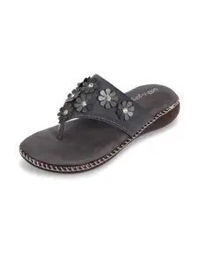 ORTHO JOY Women Grey Flip Flops