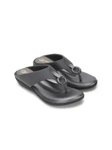 ORTHO JOY Women Grey Synthetic Flip Flops