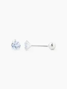 SWASHAA Ivonna Silver Plated CZ Studded Circular Studs Earrings