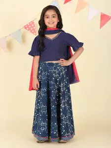 Fabindia Girls Printed Ready to Wear Lehenga & Blouse With Dupatta