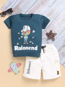 Toonyport Boys Printed Short Sleeves Pure Cotton T-shirt With Shorts