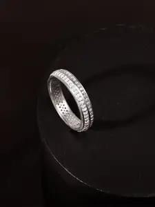 GIVA Men 925 Silver Silver-Plated Zircon-Studded Adjustable Finger Ring