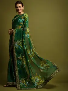 Mitera Floral Sequinned Pure Georgette Saree