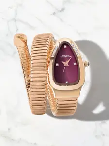 French Connection Women Embellished Dial & Wrap Around Straps Analogue Watch FCN0132RGM