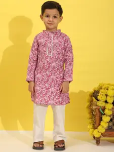Cutiekins Boy Floral Print Regular Kurta Sets
