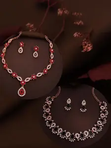 Anouk Rose Gold-Plated Earring & Necklace Set