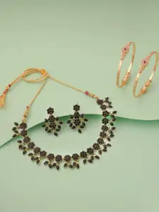 Anouk Gold-Plated Bangle & Necklace Set