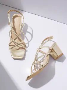 Kenneth Cole Leather Block Strappy Sandals