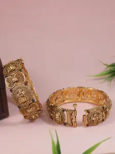 Anouk Set Of 2 Gold-Plated Stone Studded Temple Bangles