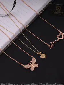Anouk Gold-Plated Pack of 3 Necklace with 1 Jewellery set