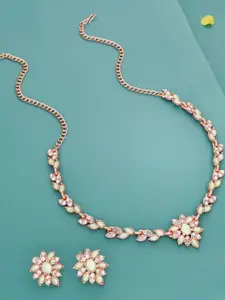 Anouk  Rosegold Polished Necklace with Pair of 1 Earring