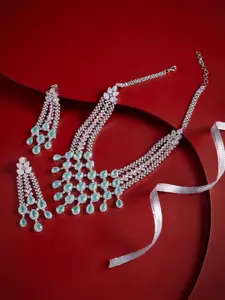 Kushal's Fashion Jewellery Mint Rhodium-Plated Party Zircon Necklace