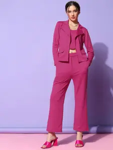 SRUTVA FASHION Pink Blazer Top & Trousers Co-Ords