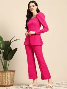 SRUTVA FASHION V-Neck Top With Trousers Co-Ords