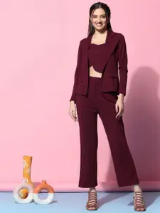 SRUTVA FASHION Maroon Blazer Top with Trousers Co-Ords