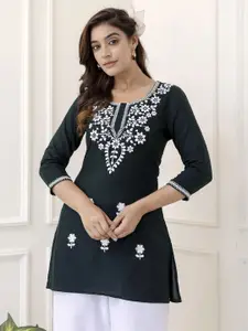 KIMAYRA Ethnic Motifs Embroidered Chikankari Regular Kurti