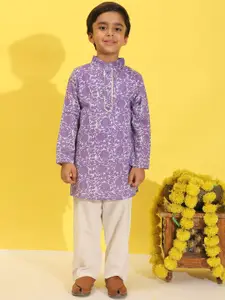 Cutiekins Boys Floral Printed Regular Kurta with Pyjamas