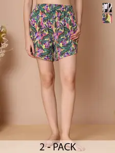 TAG 7 Women Pack Of 2 Printed Lounge Shorts