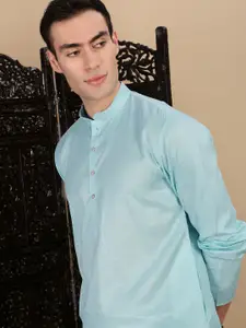 House of Pataudi Textured Pattern Cotton Straight Kurta