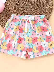 YK Girls Floral Printed Regular Fit Cotton Shorts