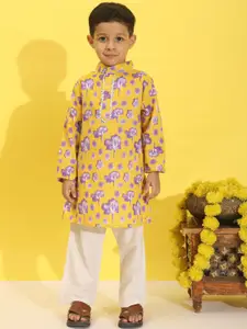 Cutiekins Boys Floral Printed Kurta with Pyjamas