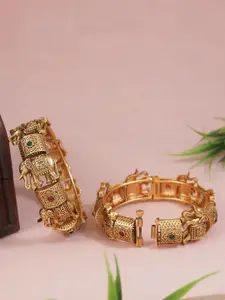 Anouk Set Of 2 Gold-Plated Stone Studded Antique Bangles